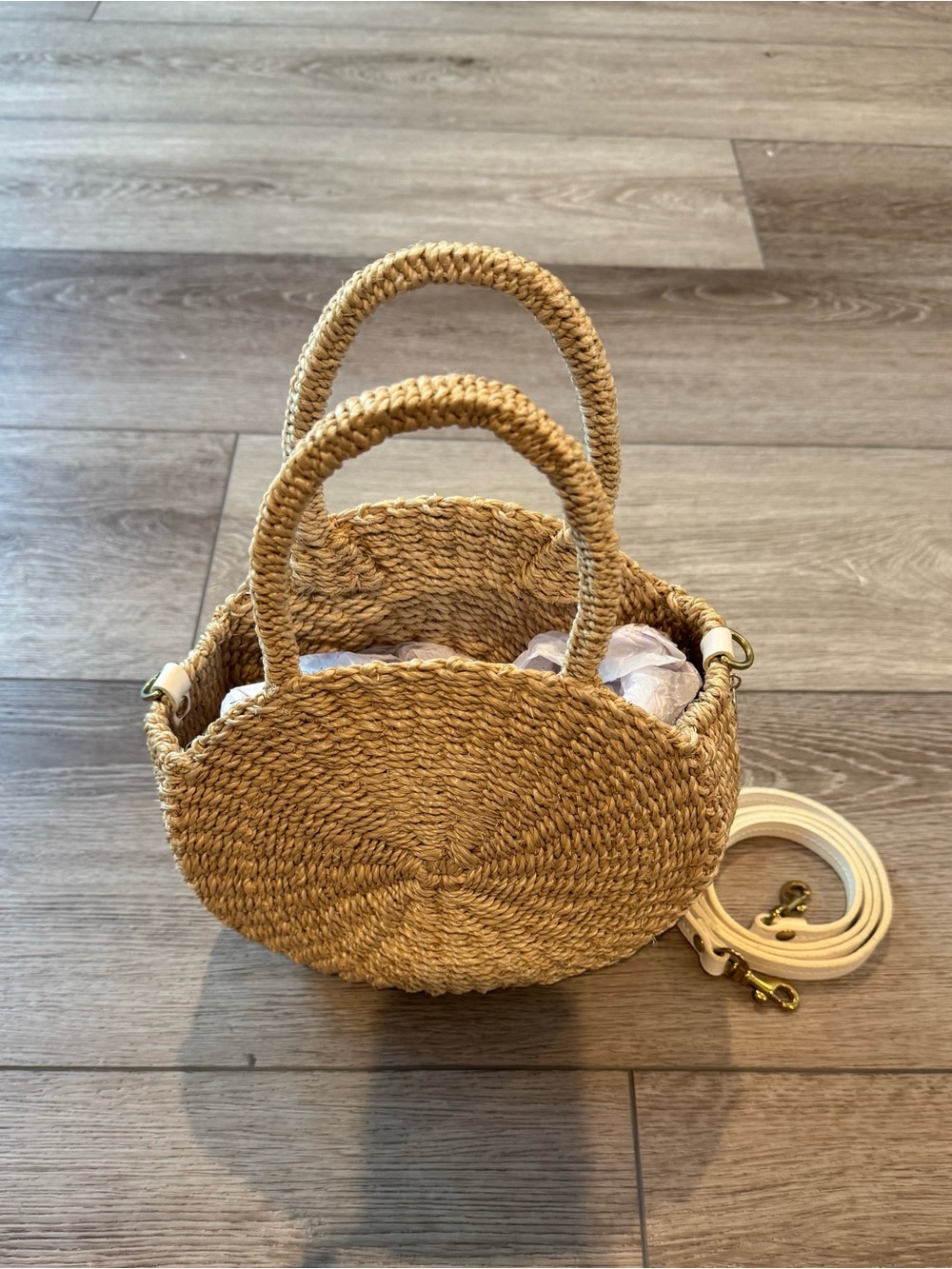 Clare V. Petite Alice, Woven Straw Round Tote Bag